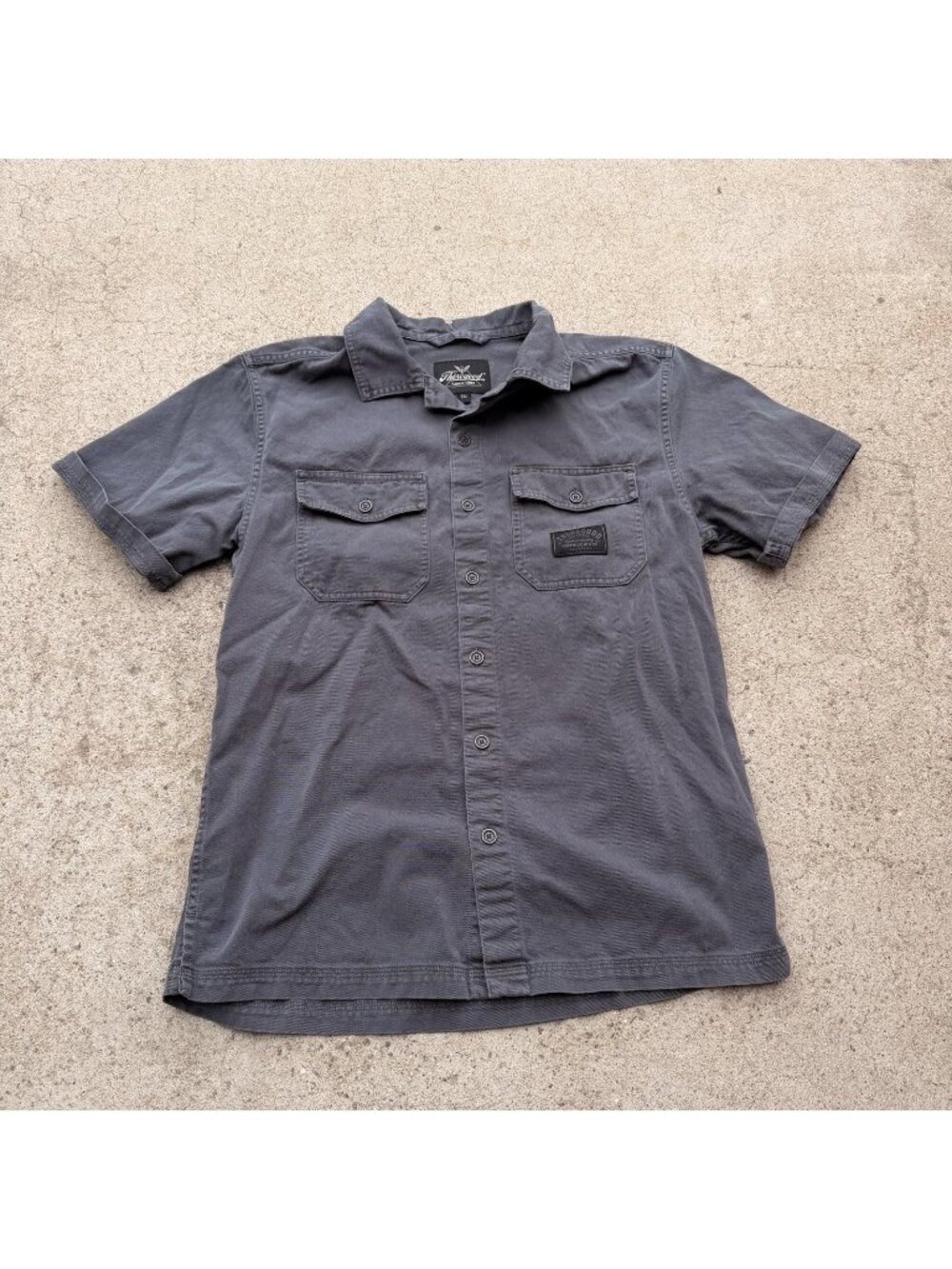 THOROGOOD SHORT SLEEVE WASHED GARAGE WORKWEAR SHIRT MENS GRAY SIZE Small Button